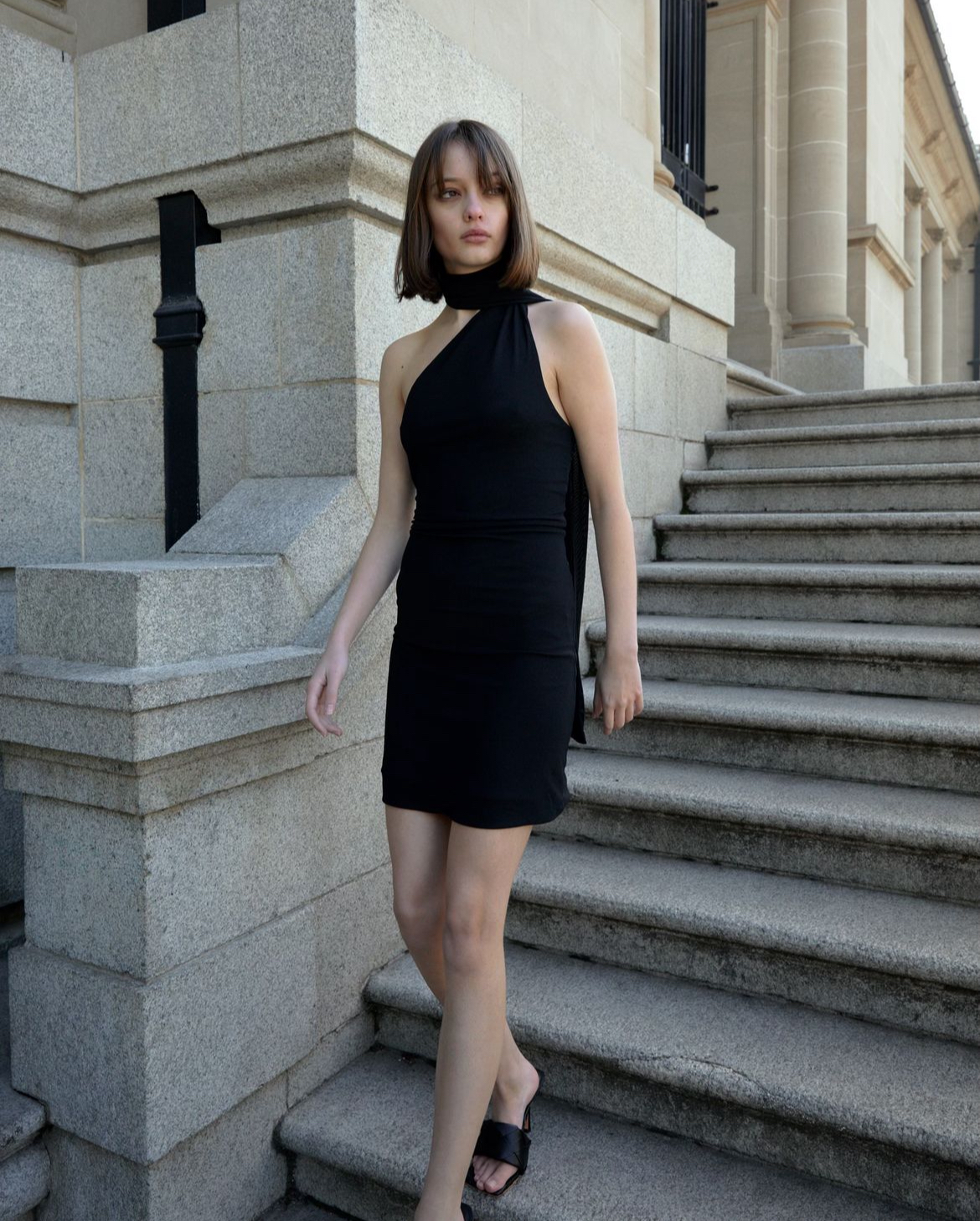 SCARFED SHORT DRESS // BLACK
