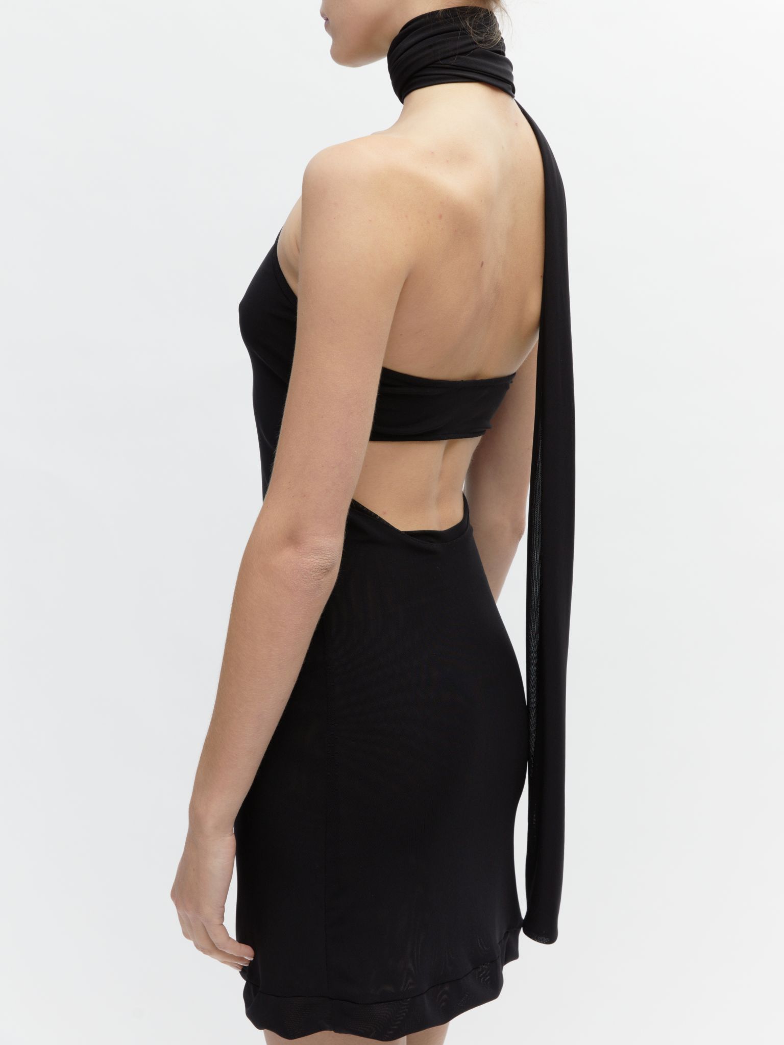 SCARFED SHORT DRESS // BLACK