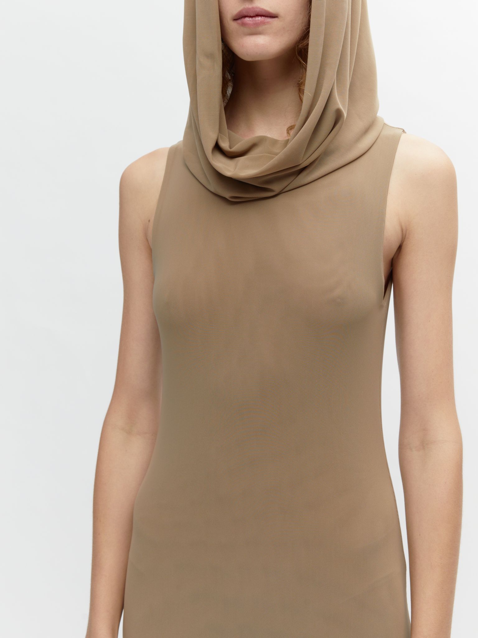 LONG HOODED DRESS // BEIGE