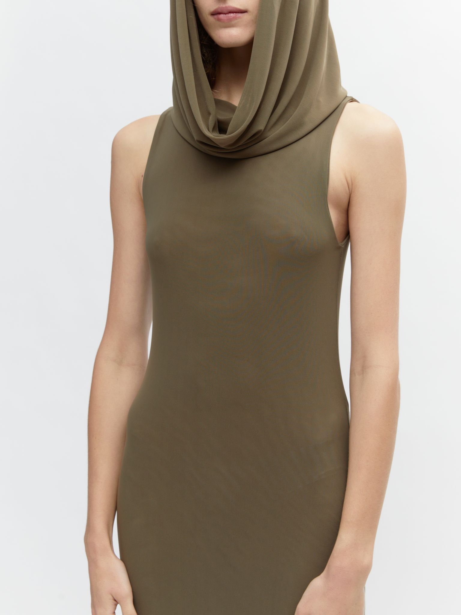 LONG HOODED DRESS // OLIVE