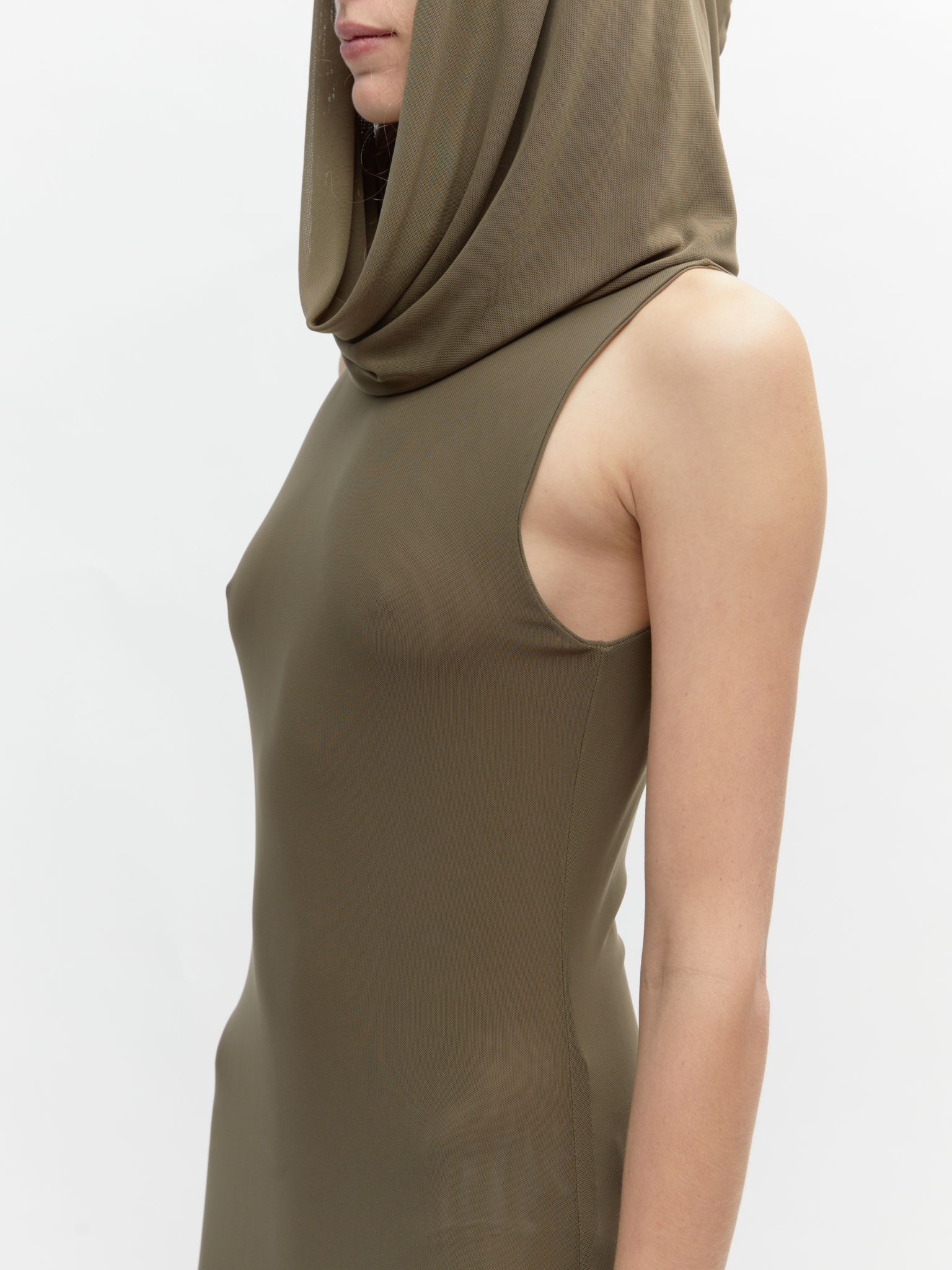 LONG HOODED DRESS // OLIVE