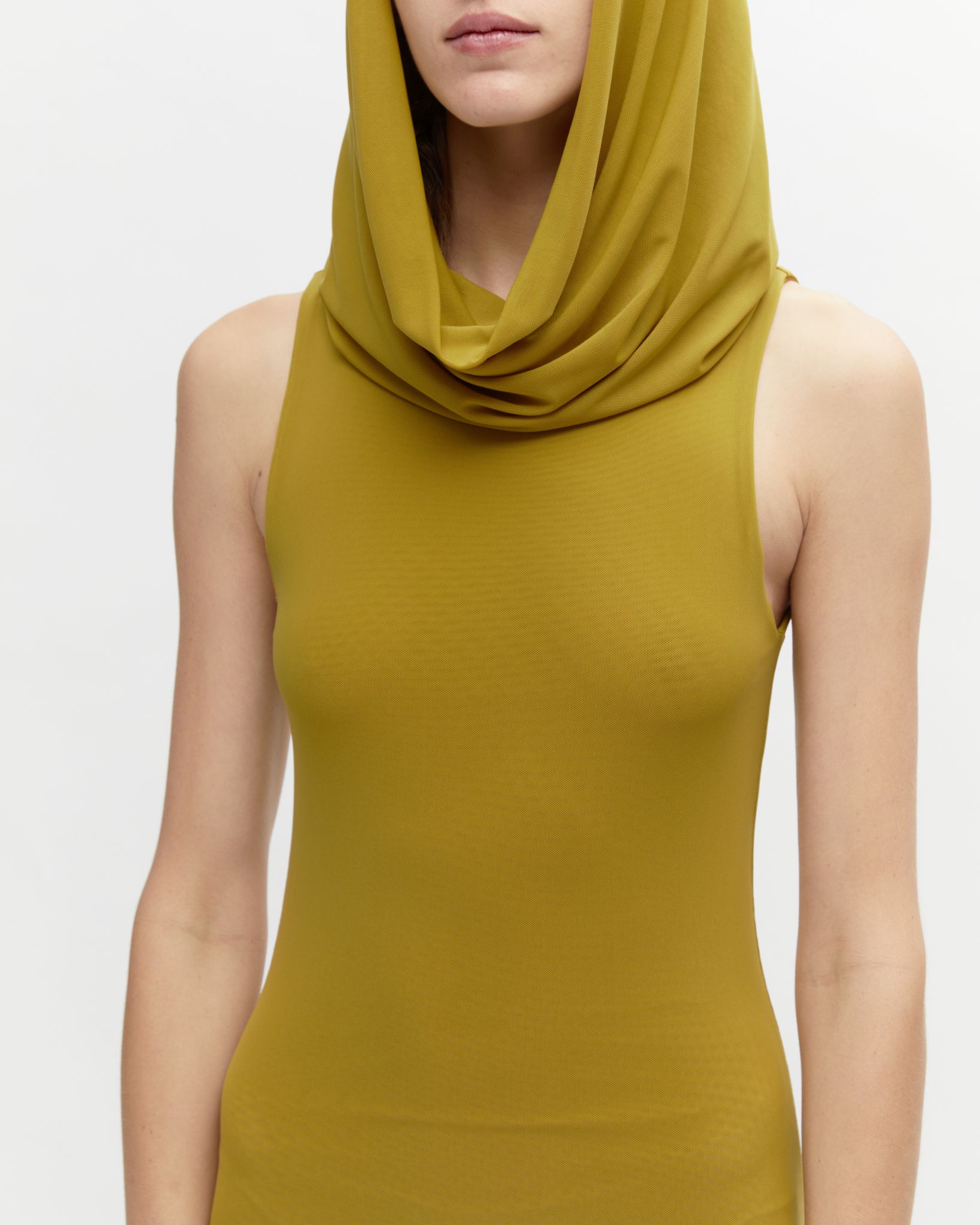 LONG HOODED DRESS // COOL MUSTARD
